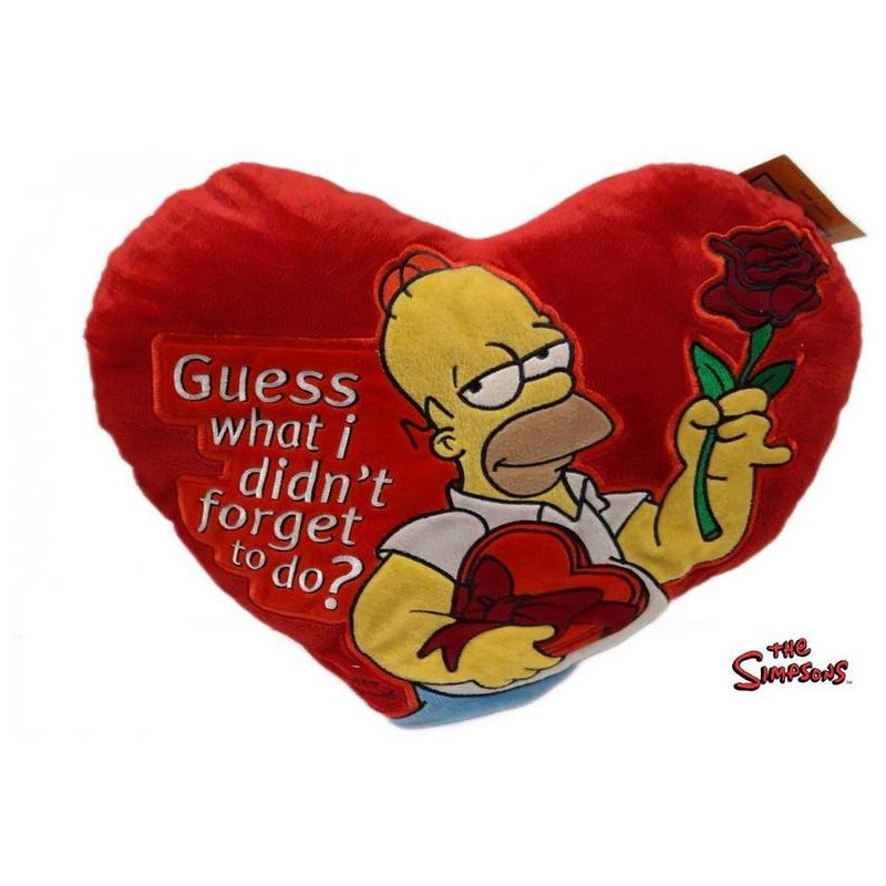 Los Simpsons - Homer - Cojín Corazón Rosa Roja