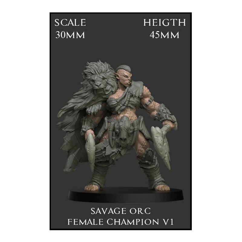 Savage Orc Female Champion V1 30mm Scale - 1 miniatura