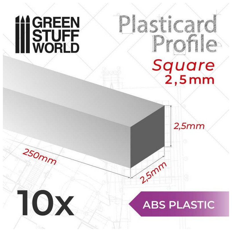Perfil Plasticard Barra Cuadrada 2.5mm