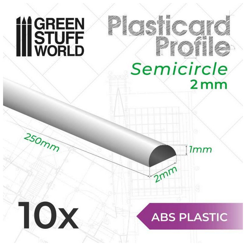 Perfil Plasticard Semicirculo 2 mm