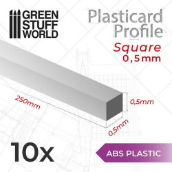 Perfil Plasticard Barra Cuadrada 0,5mm