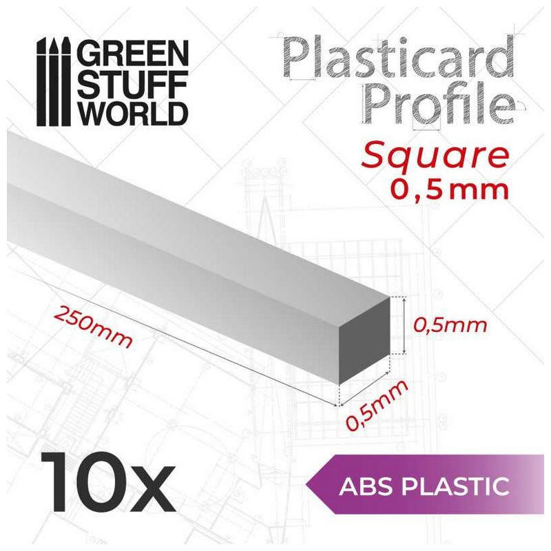 Perfil Plasticard Barra Cuadrada 0,5mm