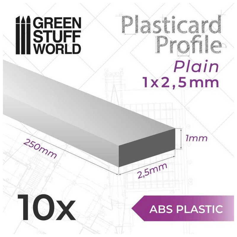 Perfil Plasticard Tiras planas 2.5mm