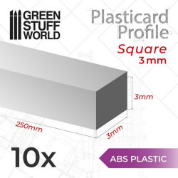 Perfil Plasticard Barra Cuadrada 3 mm