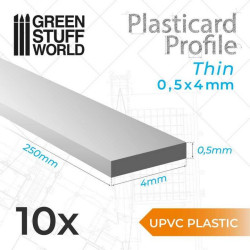 Perfil Plasticard uPVC - Fino 0.50mm x 4mm