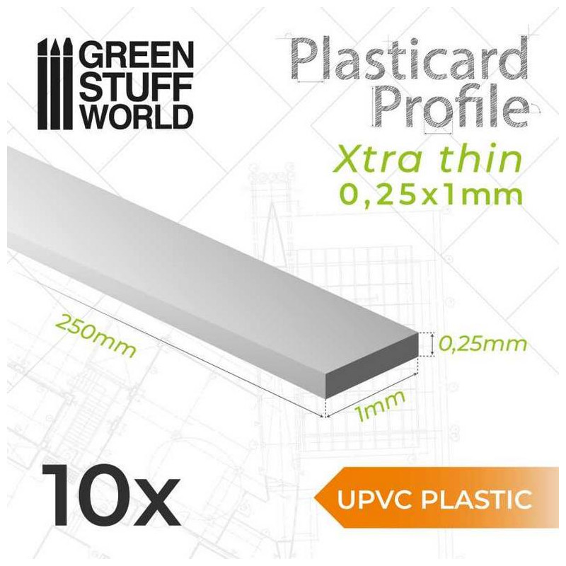 Perfil Plasticard uPVC - Ultra Finas 0.25x1mm
