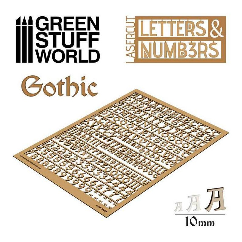 Letras y números 10 mm Goticos