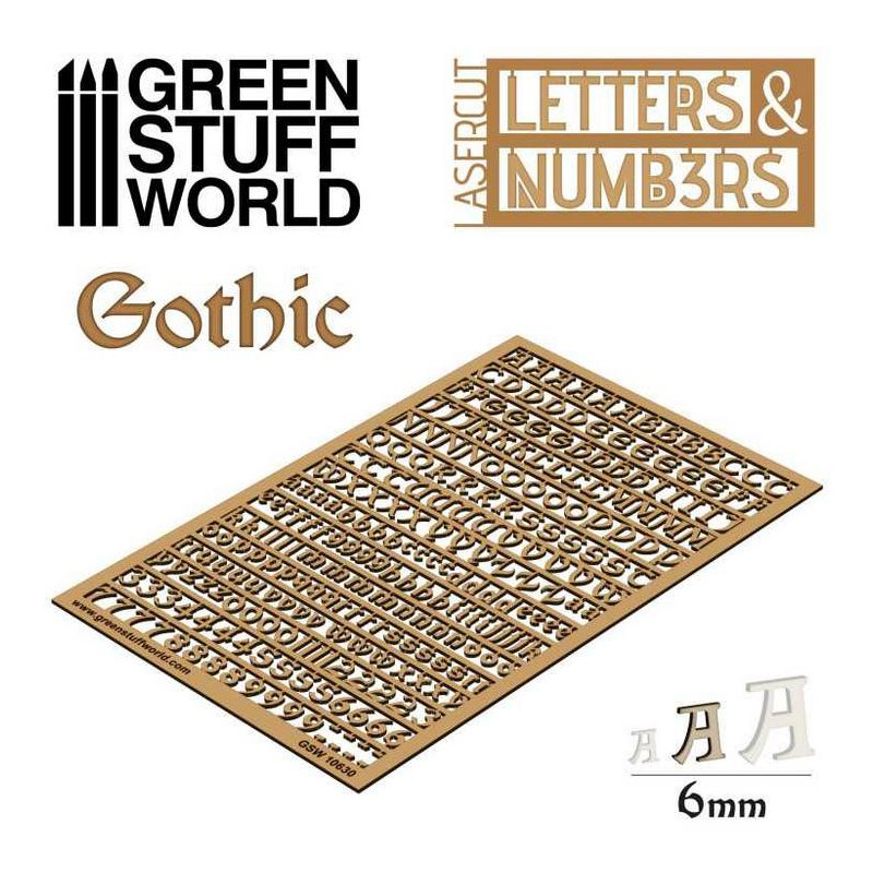 Letras y números 6 mm Goticos