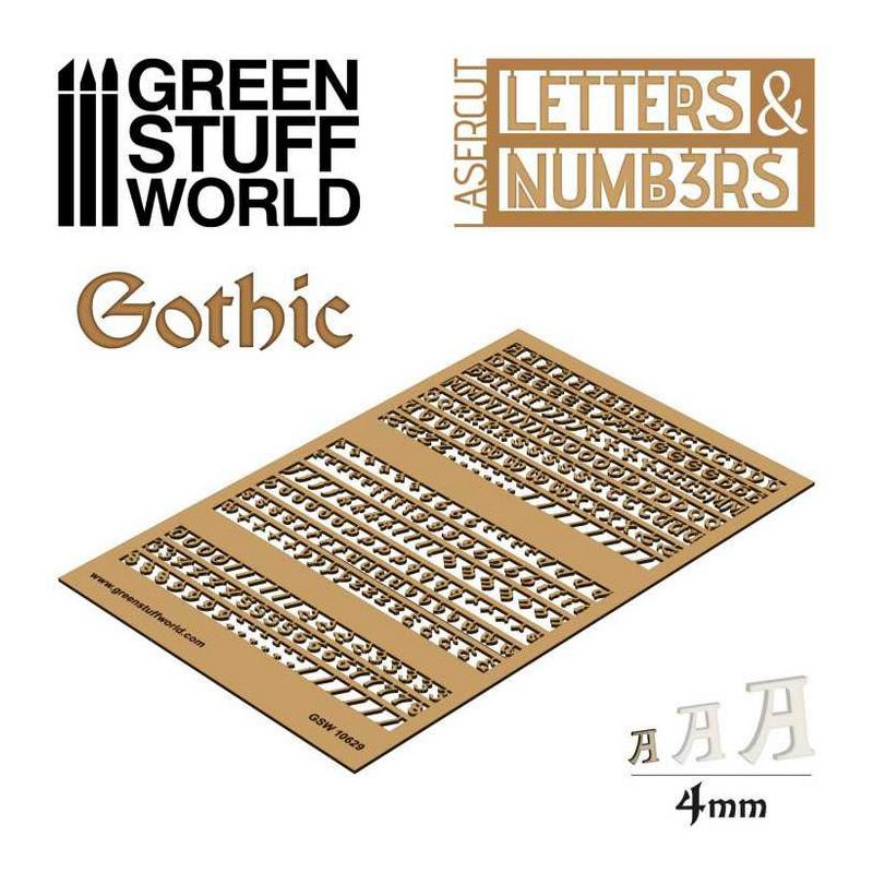 Letras y números 4 mm Goticos