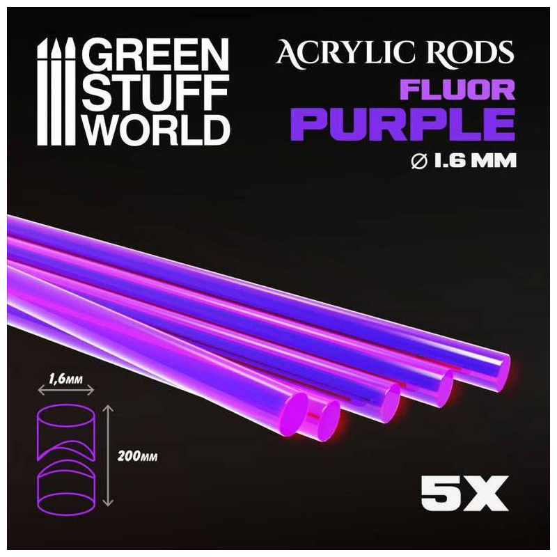 Barras Acrilicas - Redondas 1,6 mm Fluor Violeta