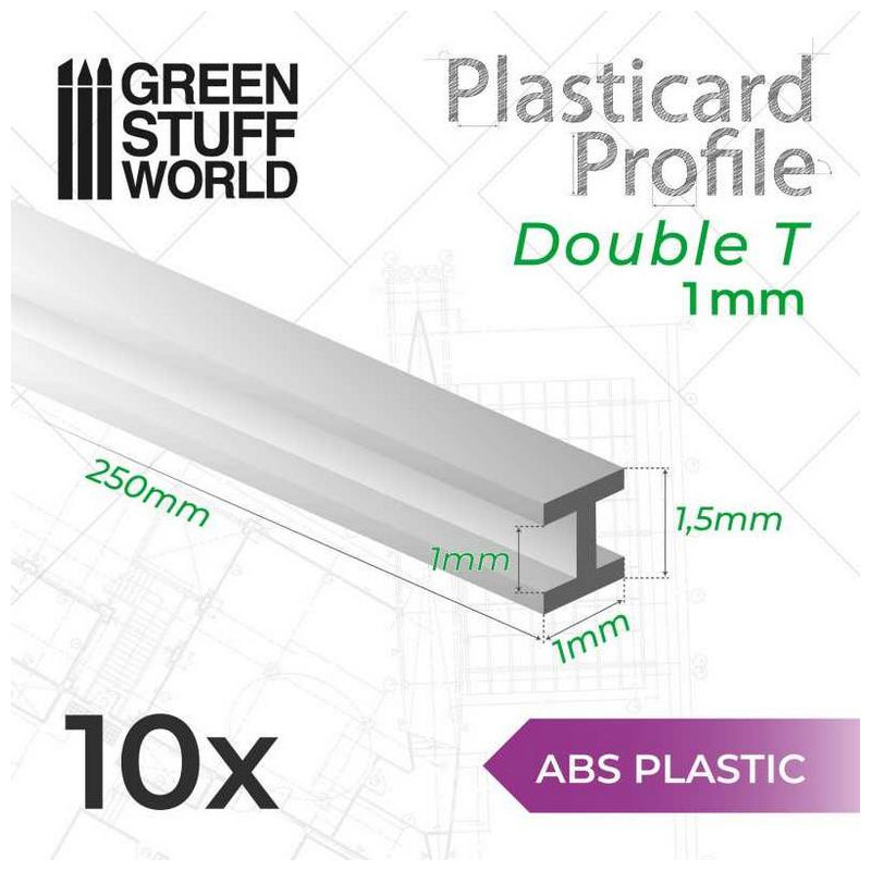 Perfil Plasticard Doble-T 1 mm
