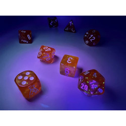 Borealis Polyhedral Blood Orange/white Luminary™ 7-Die Set