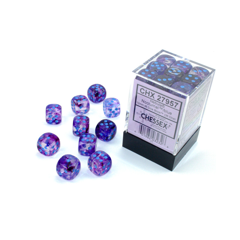 Nebula 12mm D6 Nocturnal/blue Luminary Dice Block (36 dice)