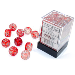 Nebula 12mm D6 Red/silver Luminary Dice Block (36 dice)