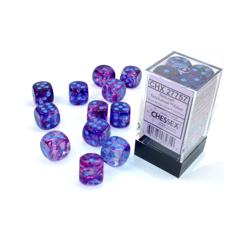 Nebula 16mm D6 Nocturnal/blue Luminary Dice Block (12 dice)