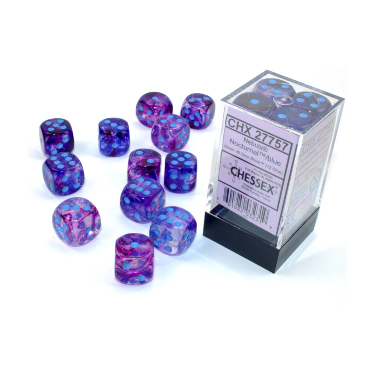 Nebula 16mm D6 Nocturnal/blue Luminary Dice Block (12 dice)