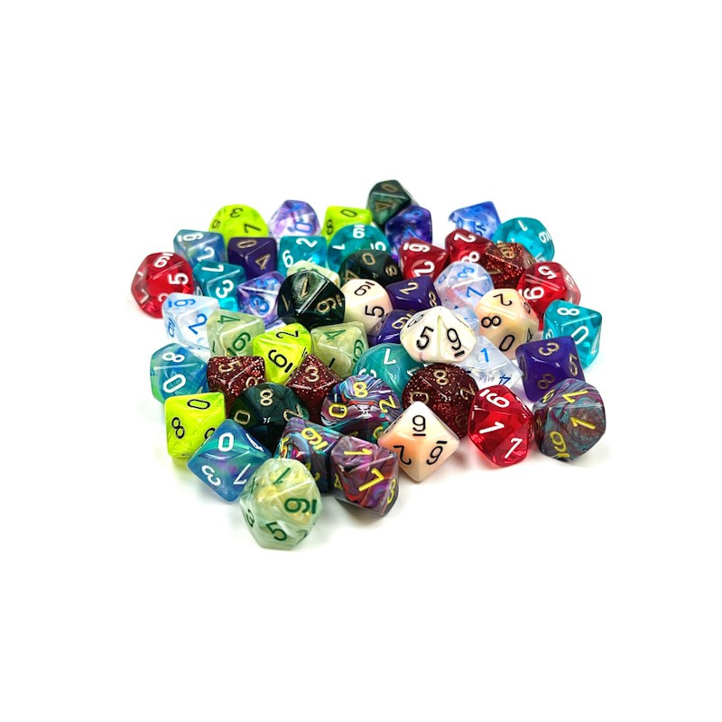 Bag of 50 Assorted loose Mini-Polyhedral D10s