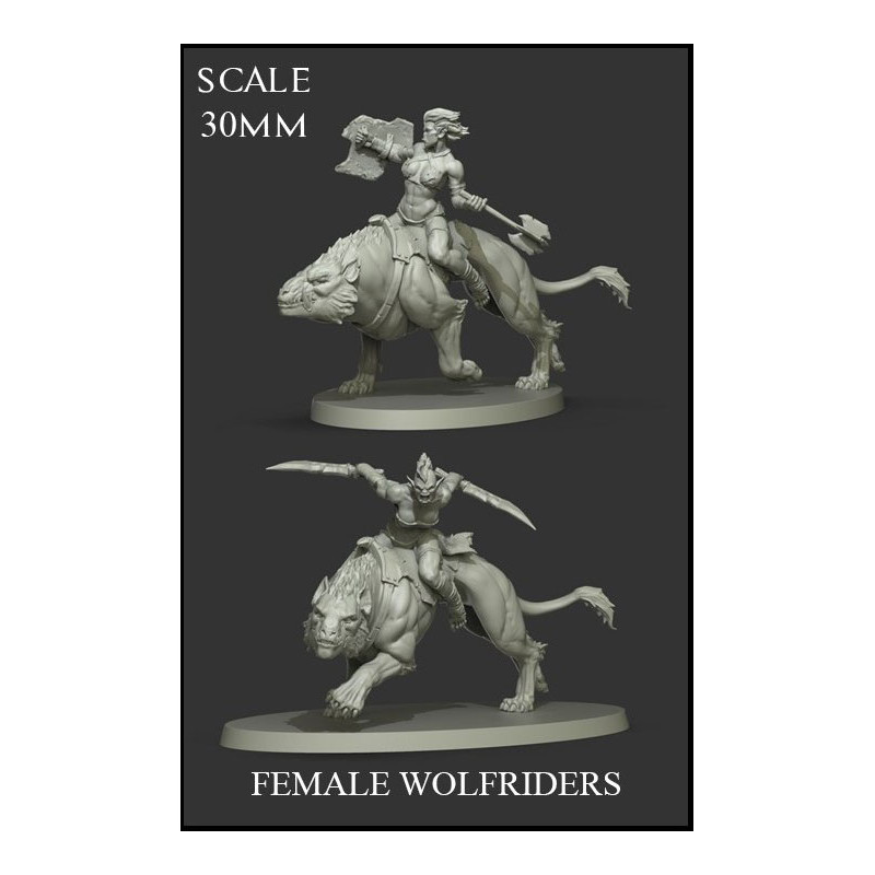 Female Wolfriders 2 Miniaturas Scale 30mm