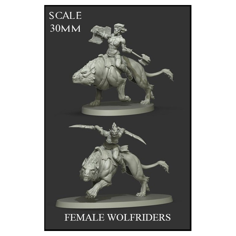 Female Wolfriders 2 Miniaturas Scale 30mm