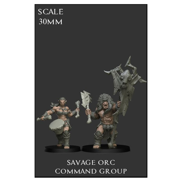 Savage Orc Command Group Scale 30mm