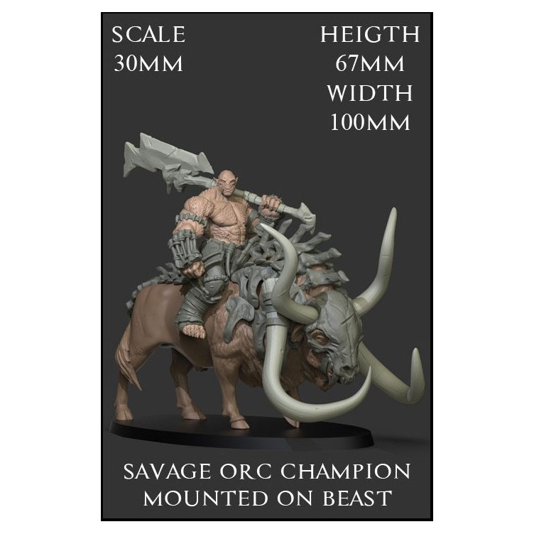 Savage Orc Champion Mounted On Beast Scale 30mm