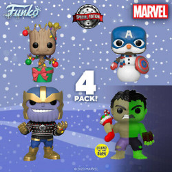 POP! Hulk,Groot,Cap Snowman & Thanos Happy Holidays Special Edit