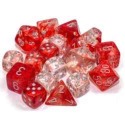 Tens d10 Sets - Nebula TM Red/silver Luminary Set of Ten d10's