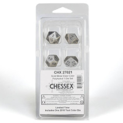 Specialty Dice Sets: Solid Metal Silver Colour Poly 7 die set