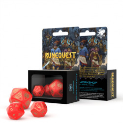 Runequest Expansion Set de dados rojo y dorado (3)