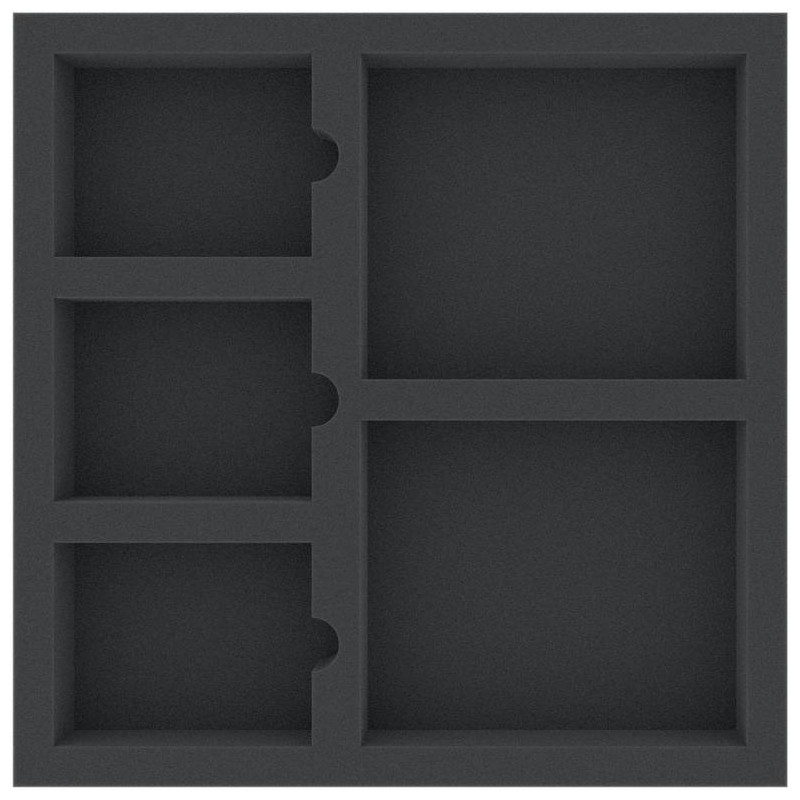 285mm x 285mm x 40mm Foam Tray for Board Games 5 Compartments