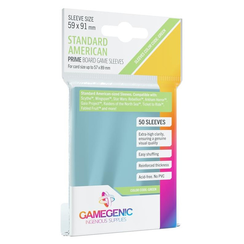 Gamegenic: Prime Standard American-Sized Sleeves 59x91mm Clear
