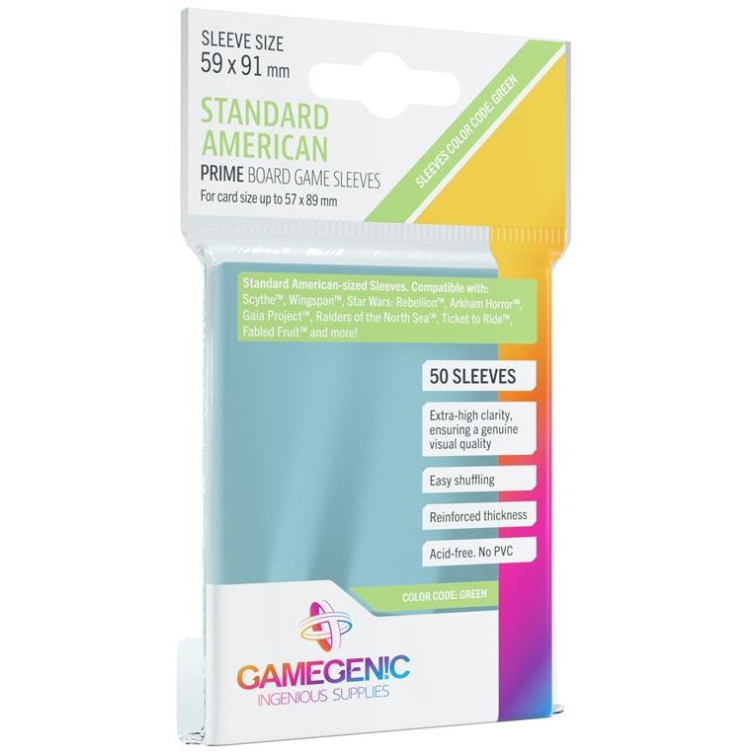 Gamegenic: Prime Standard American-Sized Sleeves 59x91mm Clear