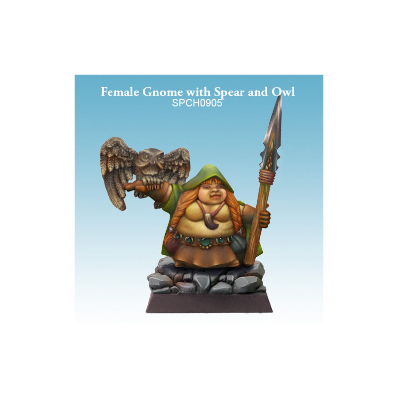 Female Gnome with Spear and Owl