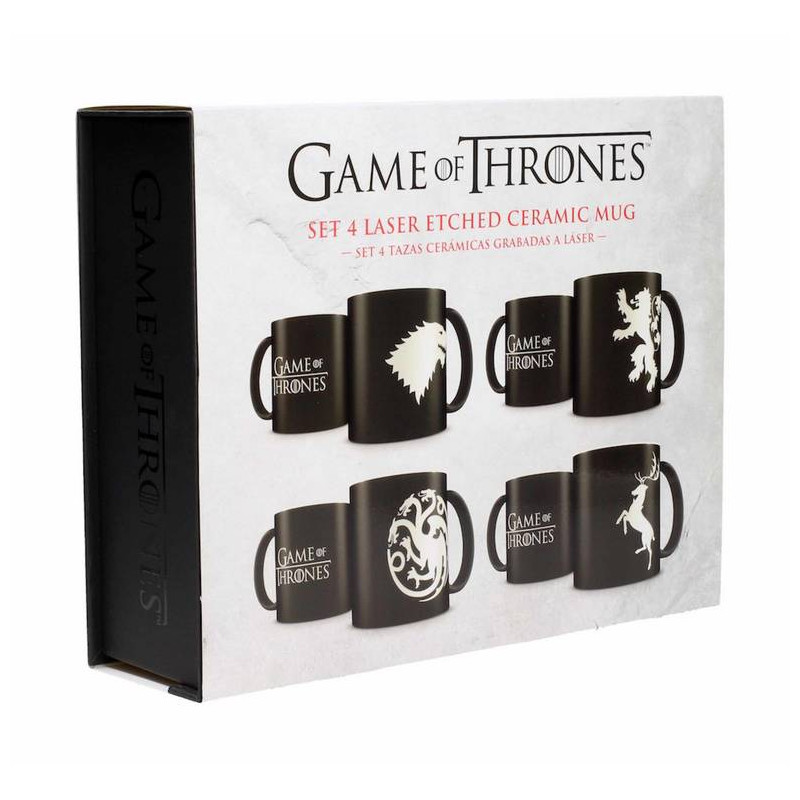 Emblemas Casas Set 4 Tazas Grabado Laser Ceramica Game of Throne