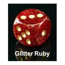 Glitter 12mm Ruby/Gold d6
