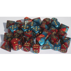 Gemini Polyhedral 7-Dice Set Red-Teal/Gold