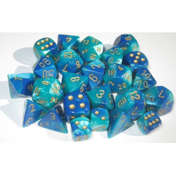 Gemini Polyhedral 7-Dice Set Blue-Teal/Gold