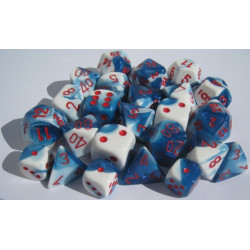 Gemini Polyhedral 7-Dice Set Astral Blue-White/Red