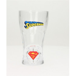 Superman Logo Vaso Refresco Cristal Emblema Giratorio 3D DC Comi