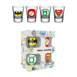 DC Comics Pack de 4 Vasos de Chupitos Logo Mix