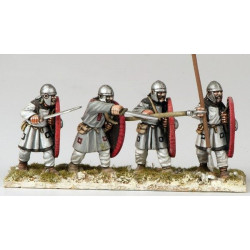 Unarmoured Spearmen, helmet & shield (4)