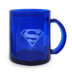 Superman Logo Taza Cristal Azul Transparente DC