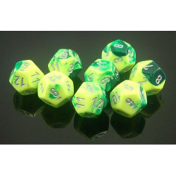 Gemini Polyhedral Green-Yellow w/silver 7-Die Set