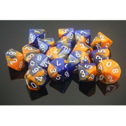 Gemini Polyhedral Blue-Orange w/white Set of Ten d10's
