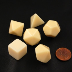 Opaque Polyhedral Ivory Set of 6 blank dice