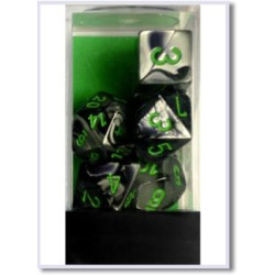 Gemini Polyhedral Black-Grey w/green 7-Die Set