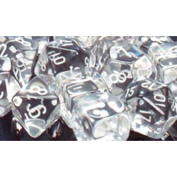 Translucent 12mm d6 Clear/white (36 Dice)