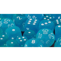 Frosted Caribbean Blue/wh 16mm d6 (12 Dice)