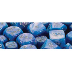 Polyhedral d10 Set Mother of Pearl Blue/silver (10 Dice)
