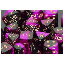 Gemini Polyhedral d10 Set Black-Purple w/gold (10 Dice)